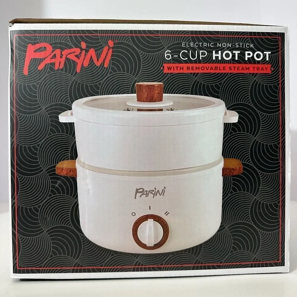Parini 6-Cup Electric Hot Pot With Removable Steam Tray